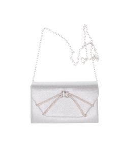Geanta plic, de dama, din material sintetic, cu sclipici, ButicCochet, 20x12x6 cm, Argintiu - GND1137