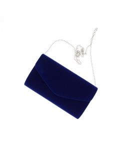 Geanta plic, de dama, din material sintetic catifelat, ButicCochet, 23x13x5 cm, Albastru electric - GND695