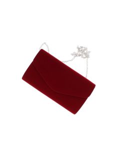 Geanta plic, de dama, din material sintetic catifelat, ButicCochet, 23x13x5 cm, Visiniu - GND696