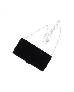 Geanta plic, de dama, din material sintetic catifelat, ButicCochet, 20x11x5 cm, Negru - GND722