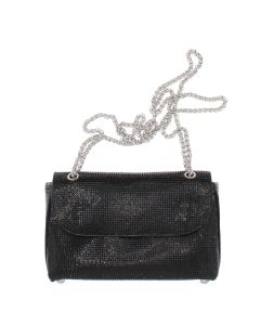 Geanta, de dama, din material sintetic, ButicCochet, 19x12x5 cm, cu strasuri, Negru - GND832