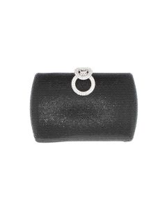 Geanta clutch, de dama, din material sintetic, ButicCochet, 18x12x5 cm, cu strasuri, Negru - GND835