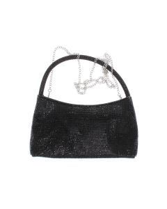 Geanta, de dama, din material sintetic, ButicCochet, 24x12x6 cm, cu strasuri, Negru - GND841