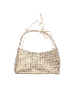 Geanta, de dama, din material sintetic, ButicCochet, 24x12x6 cm, cu strasuri, Auriu - GND843