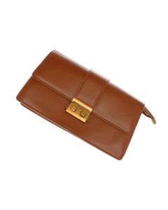 Geanta de umar, de dama, din material sintetic, ButicCochet, 26x14x6 cm, cu catarama aurie, Maro inchis - GND990