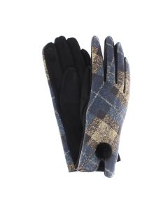 Manusi dama, de iarna, din 70% viscoza 30% lana, ButicCochet, cu degete, ciucure, One size, Bleumarin - MA198