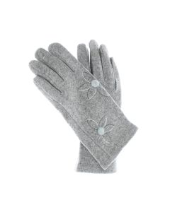 Manusi dama, de iarna, din 70% viscoza 30% lana, ButicCochet, model floral, One size, Gri - MA223