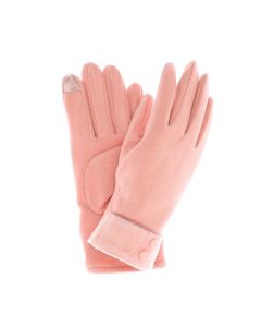 Manusi dama, de iarna, din 70% viscoza 30% lana, ButicCochet, model cu nasturei, One size, Roz - MA245