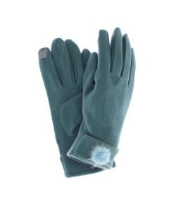 Manusi dama, de iarna, din 70% viscoza 30% lana, ButicCochet, model cu ciucure, One size, Albastru - MA253