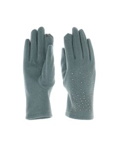 Manusi dama, de iarna, din material sintetic si bumbac, cu degete, model cu strasuri, one size, Albastru - MA311