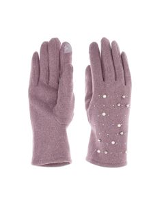 Manusi dama, de iarna, din material sintetic si bumbac, cu degete, model cu perlute, one size, Mov - MA319