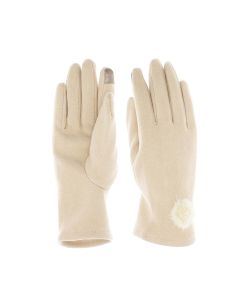 Manusi dama, de iarna, din material sintetic si bumbac, cu degete, one size, Bej - MA357