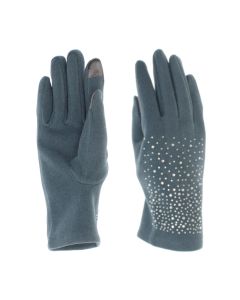 Manusi dama, de iarna, din material sintetic, cu degete, one size, model cu strasuri, Albastru - MA409