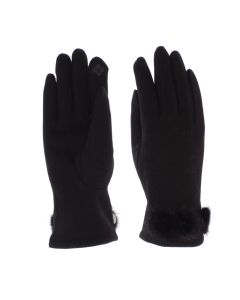 Manusi dama, de iarna, din material sintetic si bumbac, cu degete, one size, model cu ciucuri, Negru - MA416
