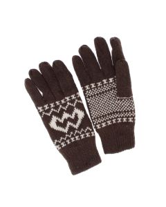 Manusi dama, de iarna, din material sintetic, cu degete, one size, model tricotat , Maro- MA421