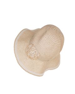 Palarie dama, Buticcochet, din bumbac si poliester, cu banda decorativa, one size, Bej - PAL1901