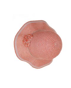 Palarie dama, Buticcochet, din bumbac si poliester, cu banda decorativa, one size, Portocaliu - PAL1904