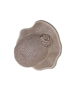 Palarie dama, Buticcochet, din bumbac si poliester, cu banda decorativa, one size, Maro inchis - PAL1905