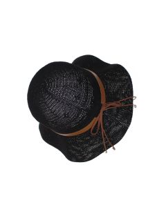 Palarie dama, Buticcochet, din bumbac si poliester, cu banda decorativa, one size, Negru - PAL1907