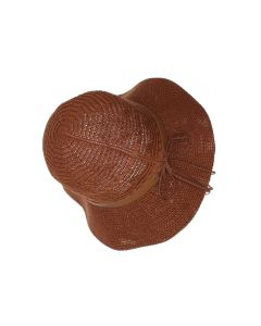 Palarie dama, Buticcochet, din bumbac si poliester, cu banda decorativa, one size, Caramiziu - PAL1908