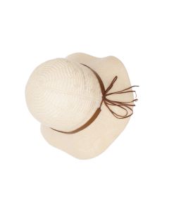 Palarie dama, Buticcochet, din bumbac si poliester, cu banda decorativa, one size, Crem - PAL1911