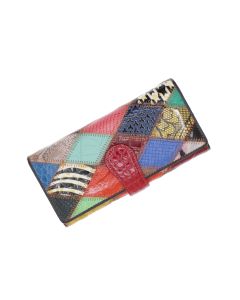 Portofel de dama, din piele naturala, ButicCochet, 19x9x3 cm, Multicolor - PR1185