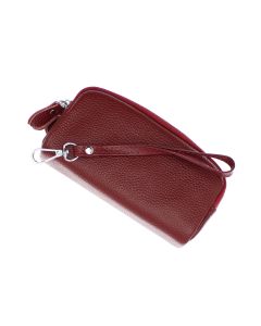 Portofel stil borseta, de mana, din piele naturala, ButicCochet, 17 x 9 x 5 cm, Visiniu - PR889