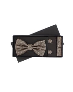 Set 3 piese, papion, butoni si batista, pentru barbati, ButicCochet, Bej - SETP285
