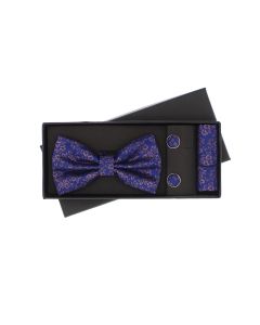 Set 3 piese, papion, butoni si batista, pentru barbati, ButicCochet, Albastru electric - SETP289