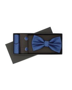 Set 3 piese, papion, butoni si batista, pentru barbati, ButicCochet, Albastru - SETP293