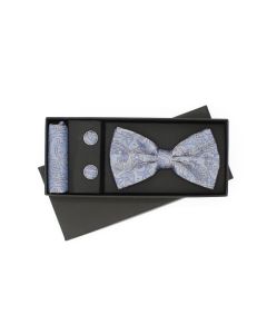 Set 3 piese, papion, butoni si batista, pentru barbati, ButicCochet, Albastru - SETP294