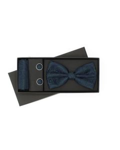 Set 3 piese, papion, butoni si batista, pentru barbati, ButicCochet, Bleumarin - SETP296
