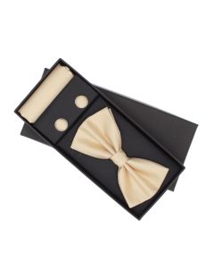 Set 3 piese, papion, butoni si batista, pentru barbati, ButicCochet, Crem - SETP302