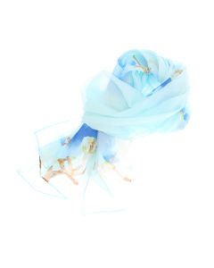 Esarfa, de dama, Buticcochet, din poliester, imprimeu cu magnolie, 50x150 cm, Albastru - ES2172