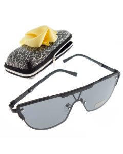 Ochelari de soare, Unisex, Fashion, Negru cu rama metalica, lentila gri - OCS324